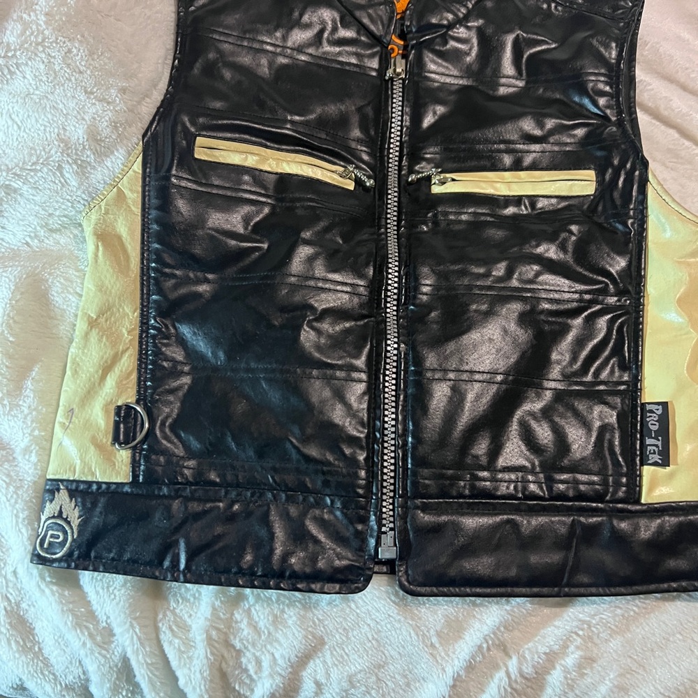 Kids Black and Yellow Artificial Leather Vest
